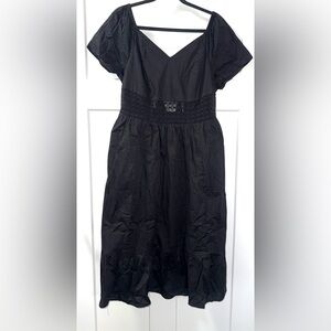 Torrid Midi Poplin Sheer Waist Dress